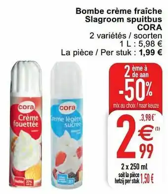 Cora Bombe crème fraîche slagroom spuitbus cora aanbieding