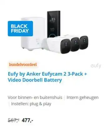 Coolblue Eufy by Anker Eufycam 2 3-pack + Video Doorbell Battery aanbieding