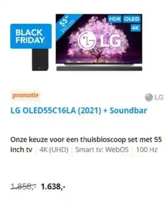 Coolblue LG OLED55C16LA (2021) + Soundbar aanbieding