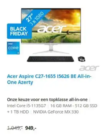 Coolblue Acer Aspire C27-1655 I5626 BE All-in-One Azerty aanbieding