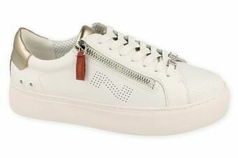 Berca Shoes Nathan-Baume Sneaker Laag Dames Volledig Leder Met Functionele Rits - Wit aanbieding