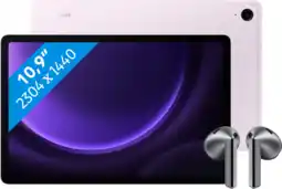 Coolblue Samsung Galaxy Tab S9 FE 128 Go Wifi Mauve + Galaxy Buds3 Noir aanbieding