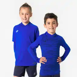 Decathlon THERMOSHIRT MET LANGE MOUWEN VOOR VOETBAL VOOR KINDEREN KEEPDRY 500 BLAUW INDIGO aanbieding