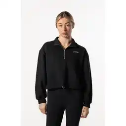 Decathlon Half Zip Drop Shoulder Crop Sweatshirt voor Fitness Zwart Aesthetic Wolf aanbieding