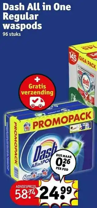 Kruidvat Dash all in one regular waspods aanbieding