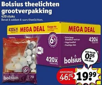 Kruidvat Bolsius theelichten grootverpakking aanbieding