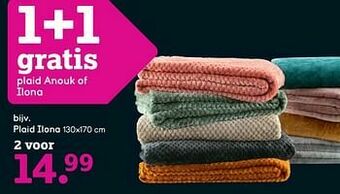 Leen Bakker Plaid ilona aanbieding