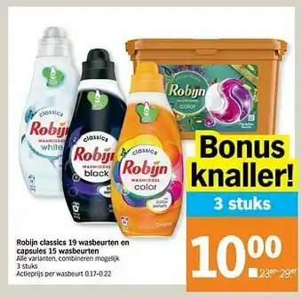 Albert Heijn Robijn classics wasbeurten en capsules wasbeurten aanbieding