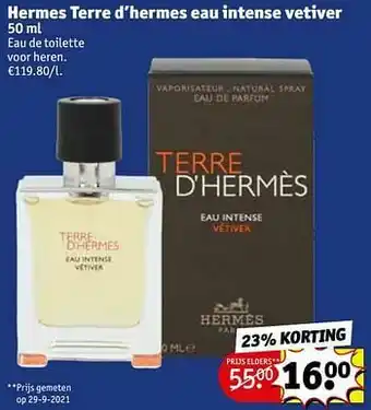Kruidvat Hermes terre d’hermes eau intense vetiver edt aanbieding