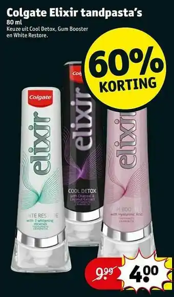 Kruidvat Colgate elixir tandpasta’s aanbieding
