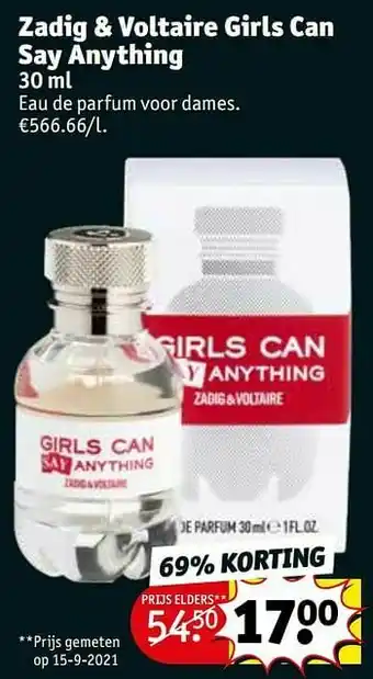 Kruidvat Zadig + voltaire girls can say anything edp aanbieding