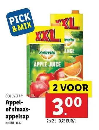 Lidl Solevita Appel of sinaasappelsap aanbieding
