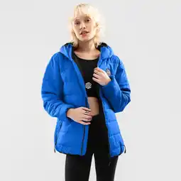 Decathlon Dames Lifestyle waterbestendig puffer jack Globe-W Blauw aanbieding