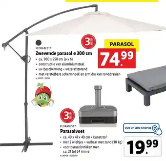 Lidl Florabest Zwevende parasol ø 300 cm aanbieding