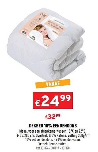 Trafic Dekbed 10% eendendons aanbieding