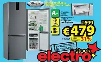 ElectroStock Whirlpool combi koelkast - réfrigérateur combi w7821oox aanbieding
