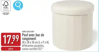 ALDI Home creation pouf avec bac de rangement aanbieding