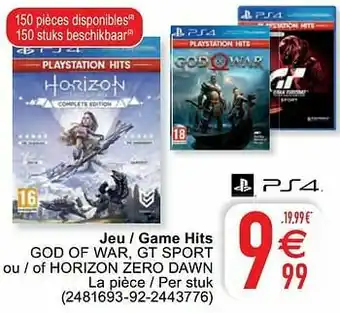 Jeu - game hits god of war gt sport ou - of horizon zero dawn