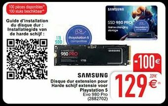 Cora Samsung disque dur extension pour harde schijf extensie voor playstation 5 evo 980 pro aanbieding