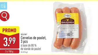 ALDI Cervelas de poulet, 3 pcs aanbieding