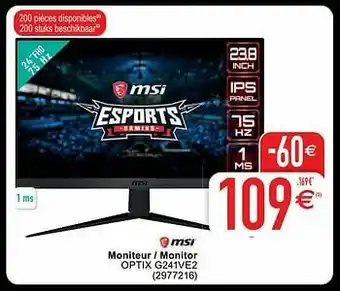 Cora Msi moniteur- monitor optix g241ve2 aanbieding