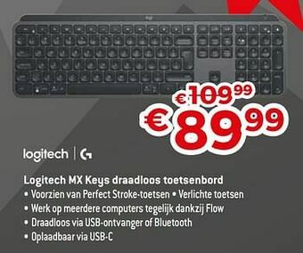 Exellent Logitech mx keys draadloos toetsenbord aanbieding
