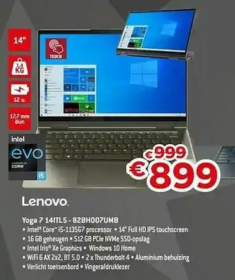 Exellent Lenovo yoga 7 14itl5 - 82bh007umb aanbieding