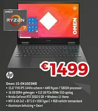 Exellent Hp omen 15-en1003nb aanbieding