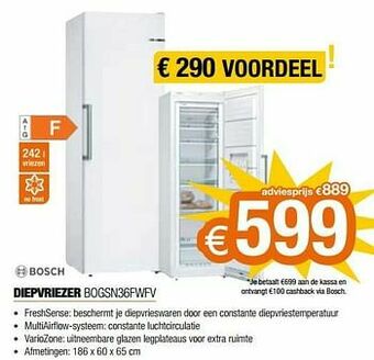 Expert Bosch diepvriezer bogsn36fwfv aanbieding