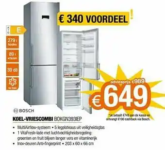 Expert Bosch koel-vriescombi bokgn393iep aanbieding