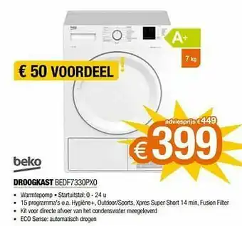 Expert Beko droogkast bedf7330px0 aanbieding