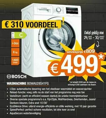 Expert Bosch wasmachine bowau28s41fg aanbieding