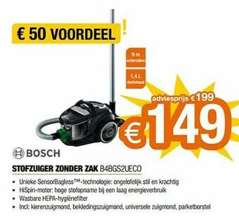 Expert Bosch stofzuiger zonder zak b4bgs2ueco aanbieding