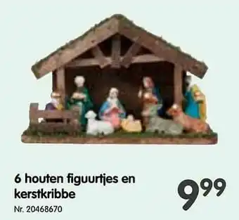 Fun 6 houten figuurtjes en kerstkribbe aanbieding