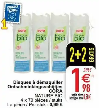 Cora Disques à démaquiller ontschminkingsschijfjes cora nature bio aanbieding