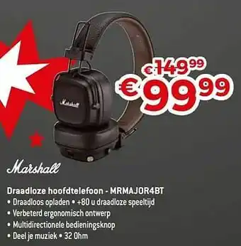 Marshall draadloze hoofdtelefoon - mrmajor4bt