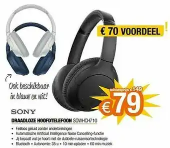 Expert Sony draadloze hoofdtelefoon sowhch710 aanbieding