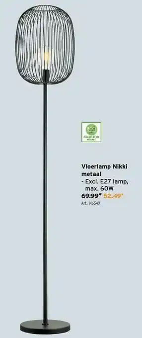 GAMMA Vloerlamp nikki metaal aanbieding