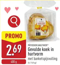 ALDI Pâtissier Gaulthier Gevulde koek in hartvorm aanbieding