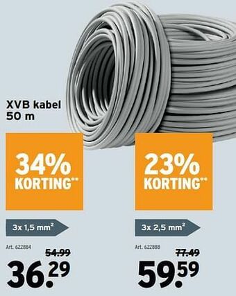 GAMMA Xvb kabel aanbieding