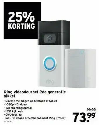 GAMMA Ring videodeurbel 2de generatie nikkel aanbieding
