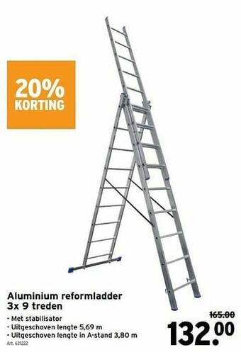 GAMMA Aluminium reformladder 3x 9 treden aanbieding