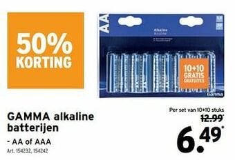 GAMMA Gamma alkaline batterijen aanbieding