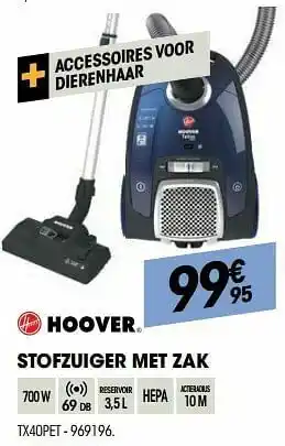 Electro Depot Hoover stofzuiger met zak tx40pet aanbieding
