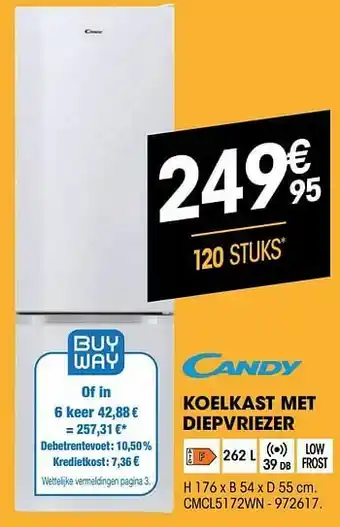 Electro Depot Candy koelkast met diepvriezer cmcl5172wn aanbieding