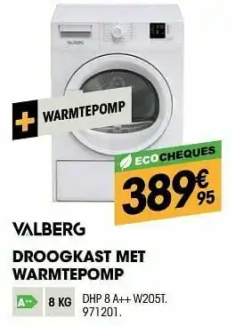 Electro Depot Valberg droogkast met warmtepomp dhp 8 a++ w205t aanbieding