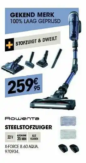 Electro Depot Rowenta steelstofzuiger x-force 8.60 aqua aanbieding