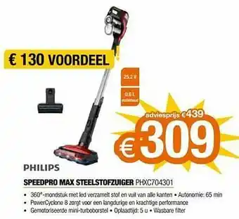 Expert Philips speedpro max steelstofzuiger phxc704301 aanbieding