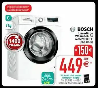 Cora Bosch lave-linge wasmachine wan28209ff aanbieding
