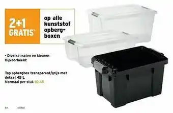 GAMMA Top opbergbox transparant-grijs met deksel aanbieding